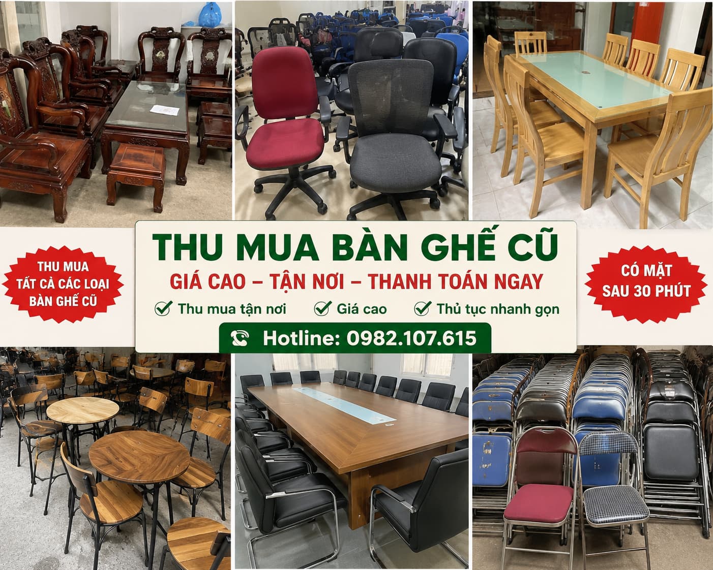 Thu Mua Bàn Ghế Cũ Hà Nội Giá Cao Tận Nơi, Đến Ngay Sau 30 Phút