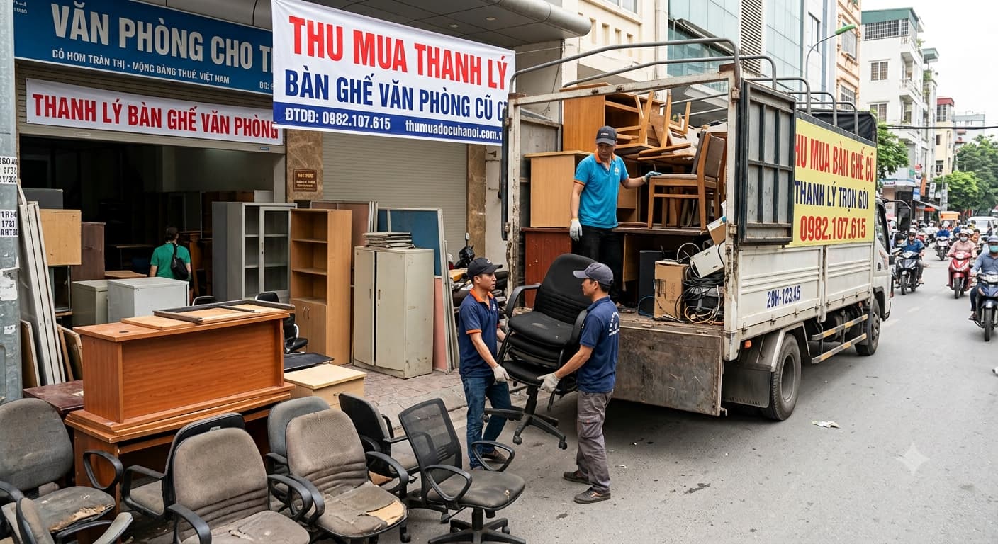 Thu mua bàn ghế văn phòng cũ Hà Nội giá cao Thanh lý nhanh tận nơi