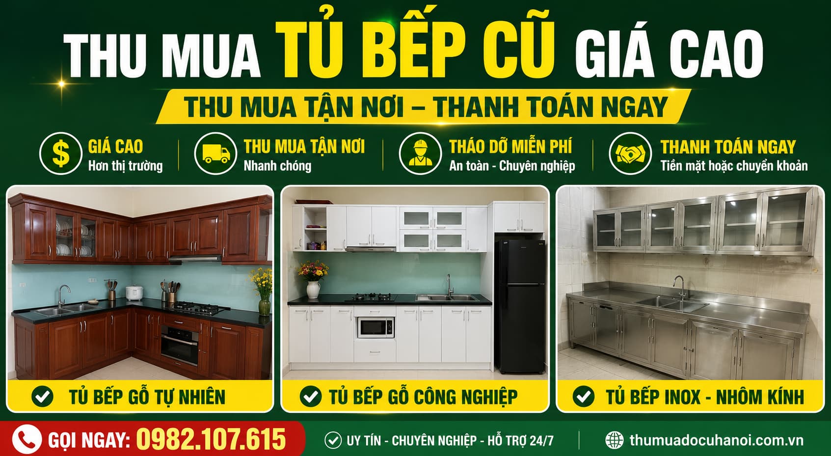 Thu Mua Tủ Bếp Cũ Hà Nội Nhận Mọi Loại Tủ Gỗ, Nhôm Kính, Inox