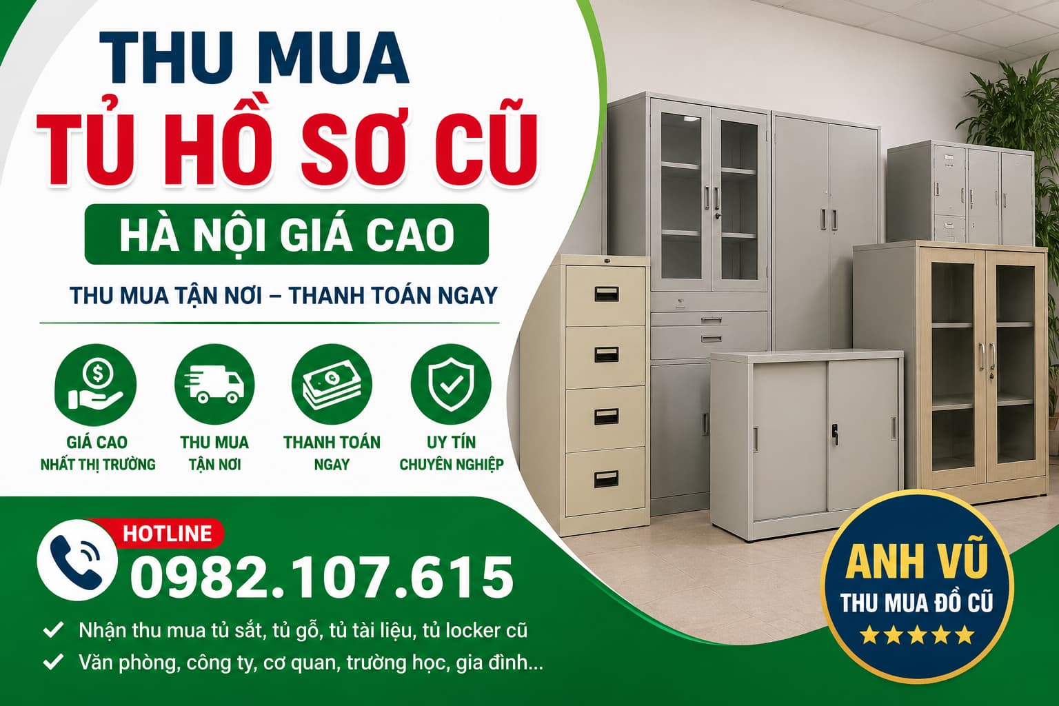 Thu Mua Tủ Hồ Sơ Cũ Hà Nội Giá Cao | Định Giá Nhanh