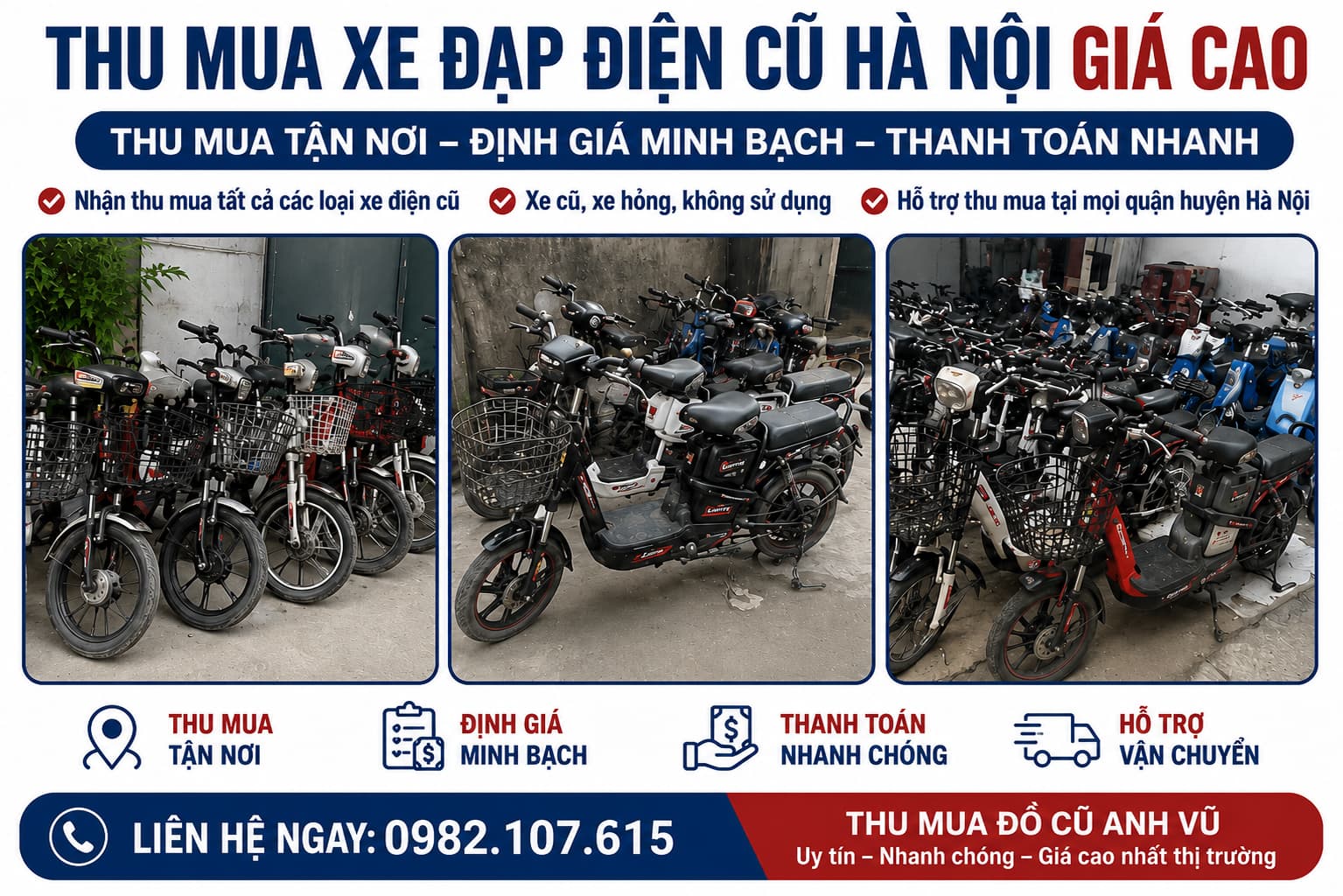 Thu mua xe máy điện cũ Hà Nội giá cao Định giá nhanh tận nơi
