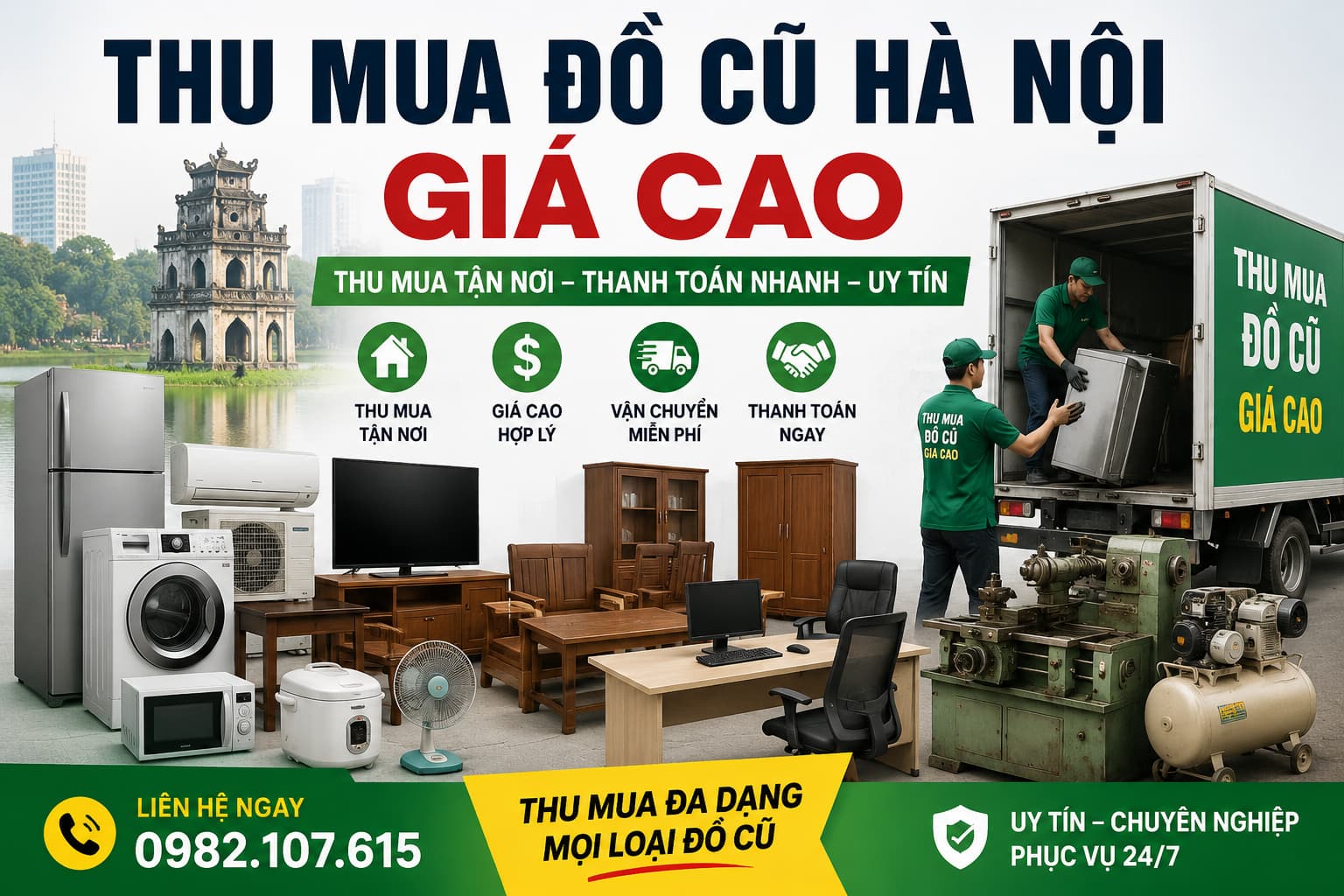 Thu Mua Đồ Cũ Hà Nội Giá Cao Tận Nơi Tháo Dỡ Miễn Phí