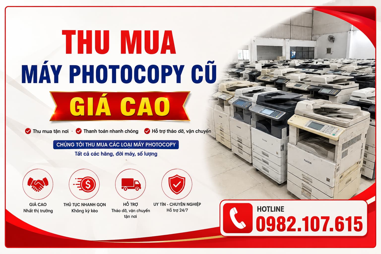 Thu Mua Máy Photocopy Cũ Hà Nội Tháo Dỡ, Vận Chuyển Miễn Phí