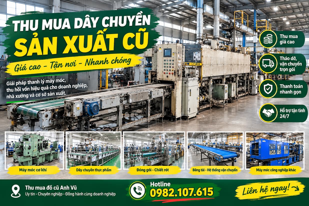 Thu Mua thanh lý Dây Chuyền Sản Xuất Cũ Tại Hà Nội Định Giá Chính Xác