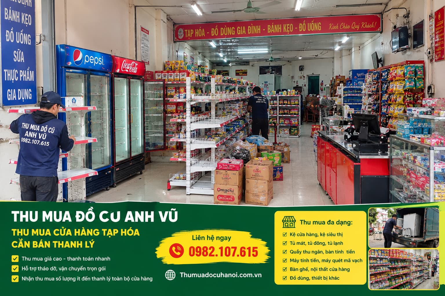 Thu Mua thanh lý cửa hàng, Siêu Thị Mini, Cửa Hàng Tiện Ích, Giá Cao Hà Nội